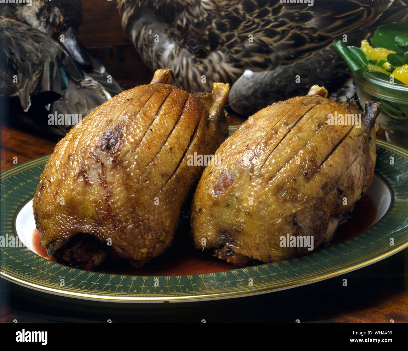 Wildente mit Fowler's Sauce Stockfoto