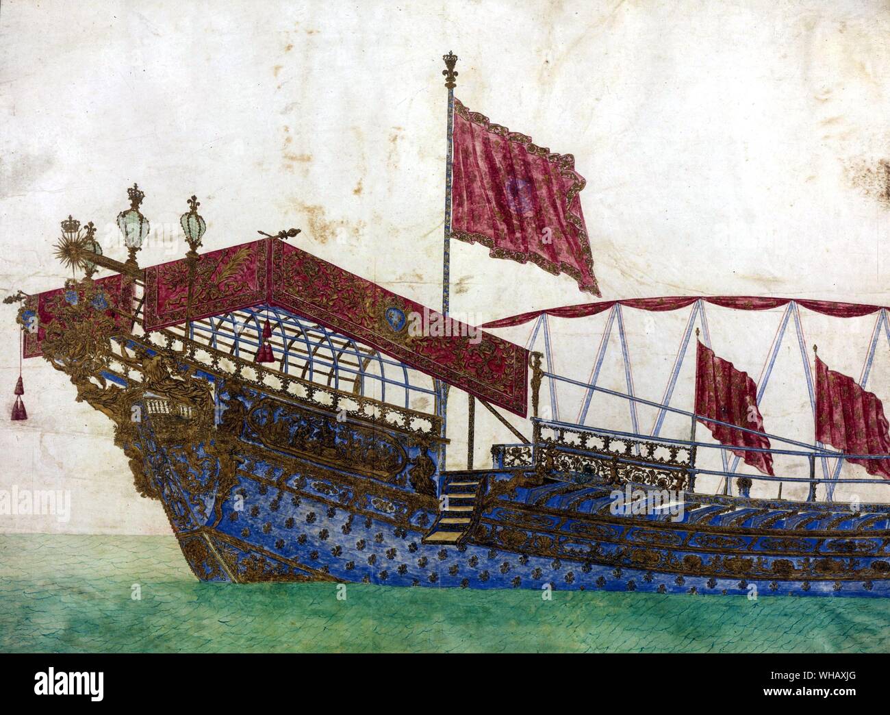 Louis XIV State Barge. Der Sonnenkönig von Nancy Mitford, Seite 81. Stockfoto