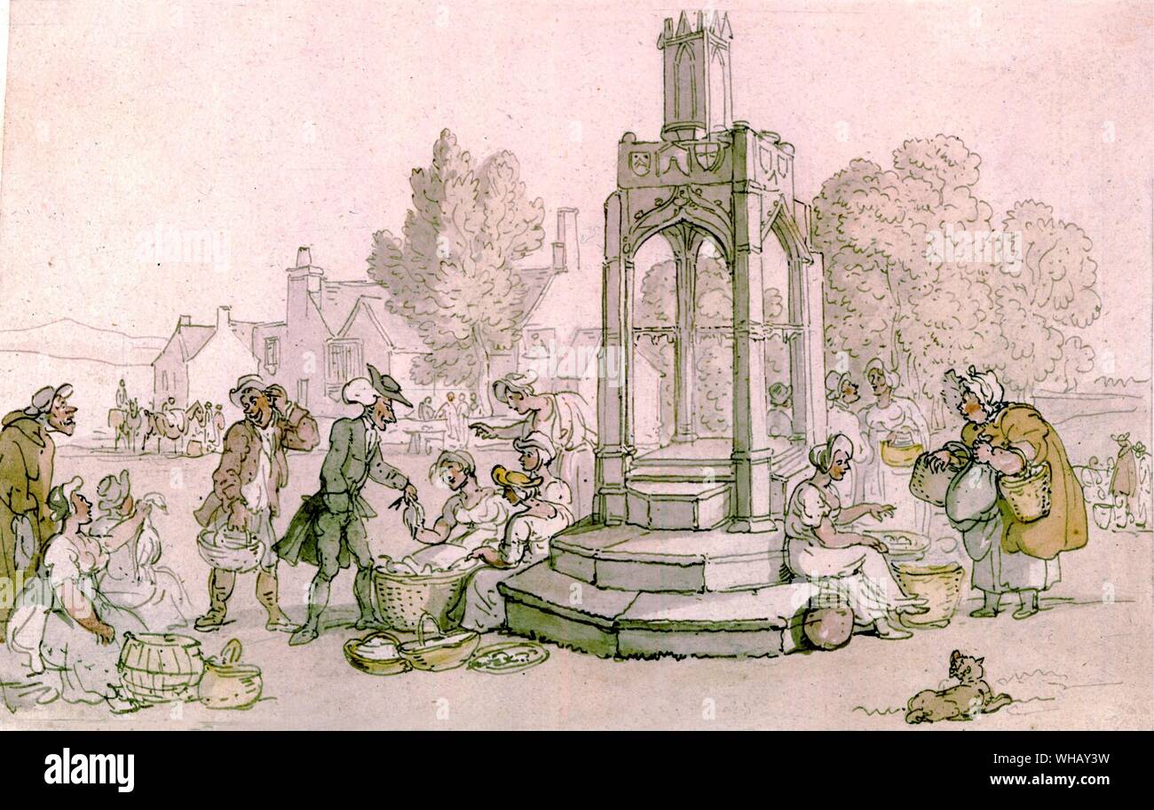 Das Kreuz Iron Acton von Thomas Rowlandson (1756-1827). Stockfoto