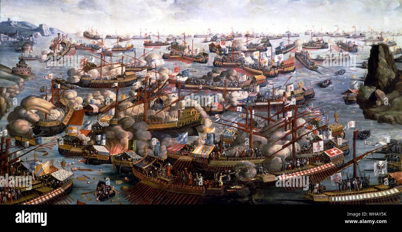 Schlacht von Lepanto 7. Oktober 1571. Die endgültige Niederlage des osmanischen Kräfte durch das Christains unter Don Juan von Österreich. Stockfoto
