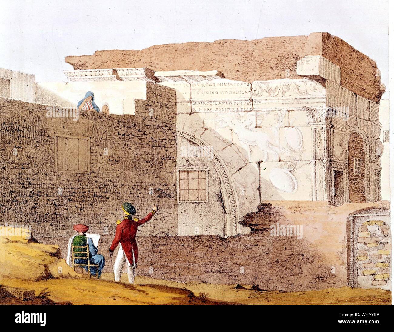Skizzieren Ruinen in Tripolis, die von der patriotischen G. F. Lyon, sang "Rule Britannia", wie er von seinen Erkundungen außerhalb der Stadt zurück. Die African Adventure - eine Geschichte von Afrikas Entdecker von Timothy Severin, Seite 112. Stockfoto
