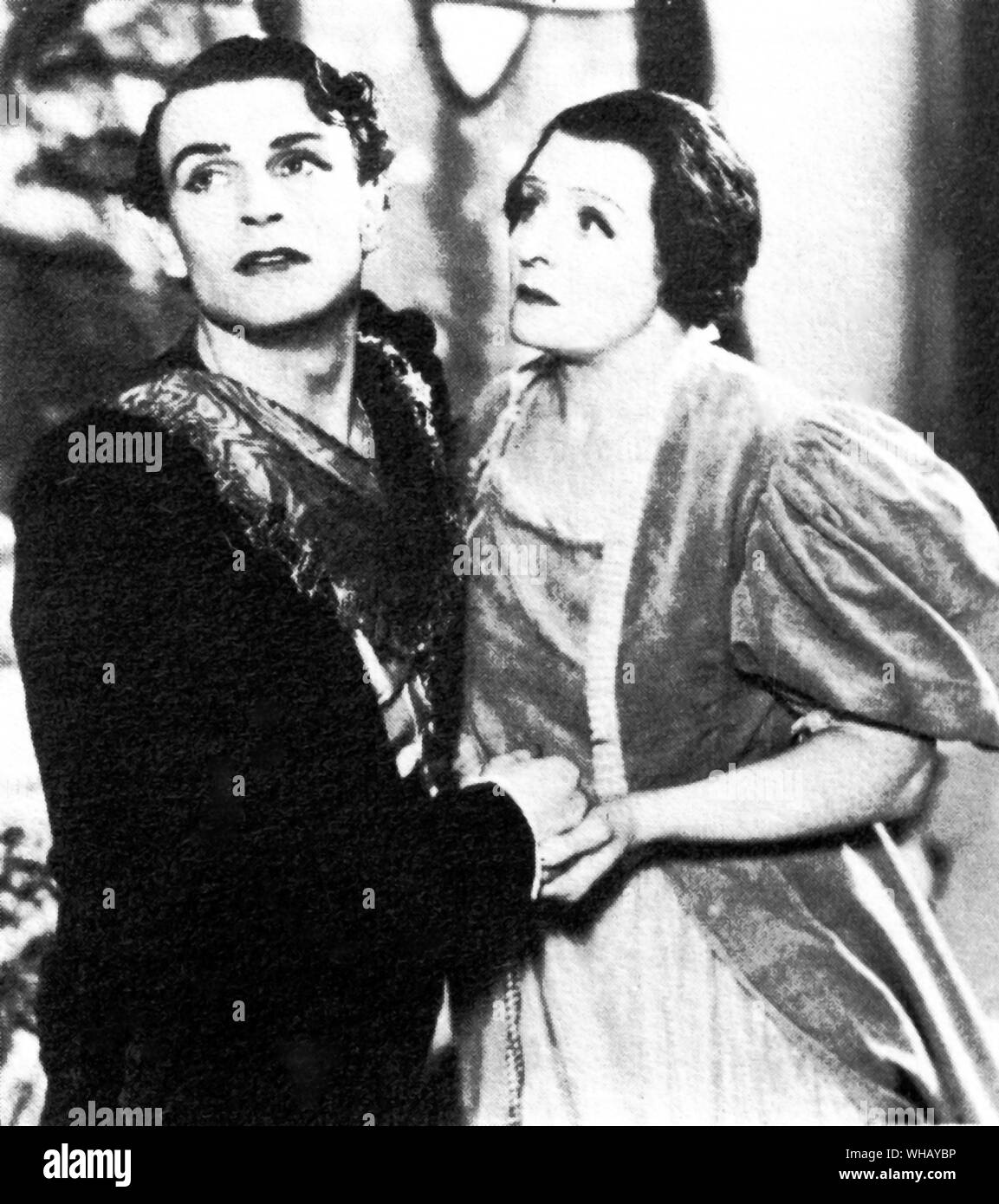 Laurence Olivier als Hamlet und Esme Kirche als Gertrude, Old Vic 1937 Stockfoto