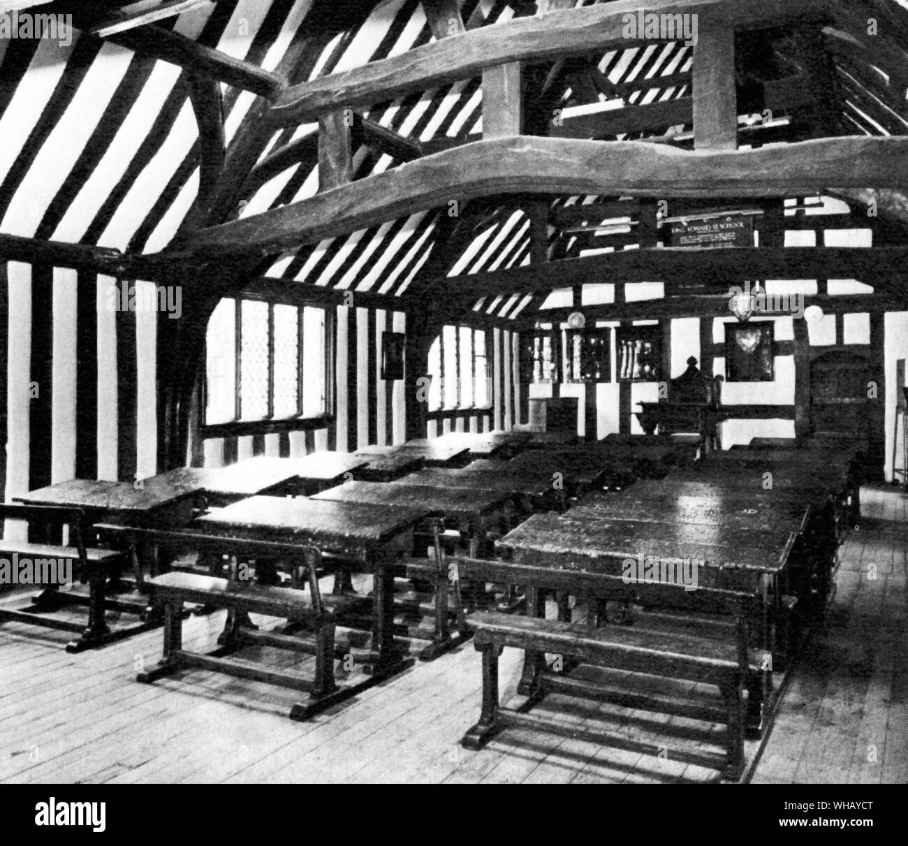 Interieur von Stratford Grammar School, wo Shakespeare ging zur Schule Stockfoto