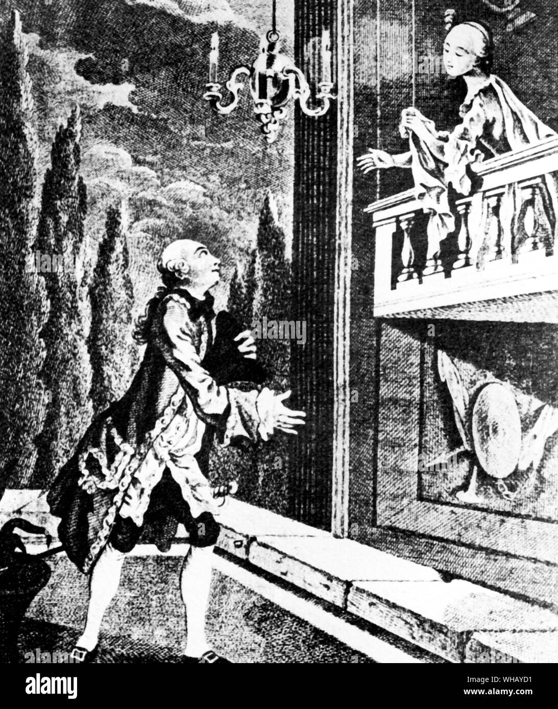 Spranger Barry als Romeo und Frau Rossiter als Juliet: der Balkon Szene 1759 Stockfoto