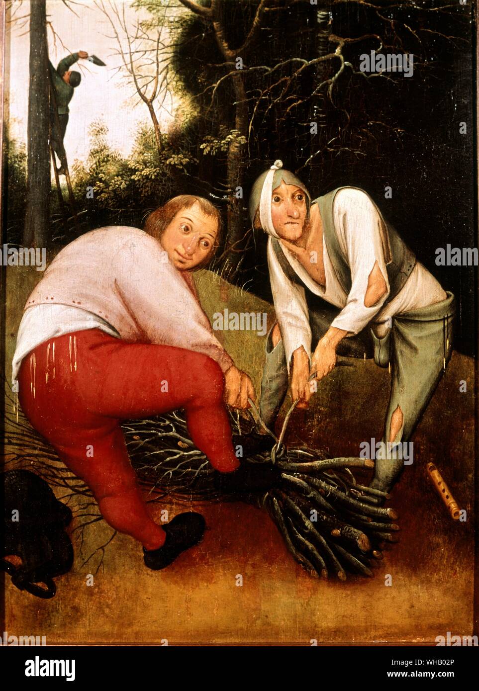 Zwei Bauern verbindliche Reisigbündeln. Künstler Pieter Brueghel der Jüngere (1564-1638). in der Barber Fine Arts an der Universität von Birmingham. Pieter Brueghel der Jüngere (1564-1638) war ein flämischen Renaissance Maler, Sohn von Pieter Brueghel der Ältere. Wenn er nur fünf Jahre alt war, starb sein Vater. Pieter Brueghel der Jüngere erhielt seine künstlerische Ausbildung von Flämischen Landschaftsmaler Gilles van Coninxloo. Brueghel später auch heiratete die Schwester seines Meisters.. Pieter Brueghel der Jüngere wurde ein Meister im Jahr 1585. Dann begann er Malerei Landschaften, religiöse Themen und Fantasy Stockfoto