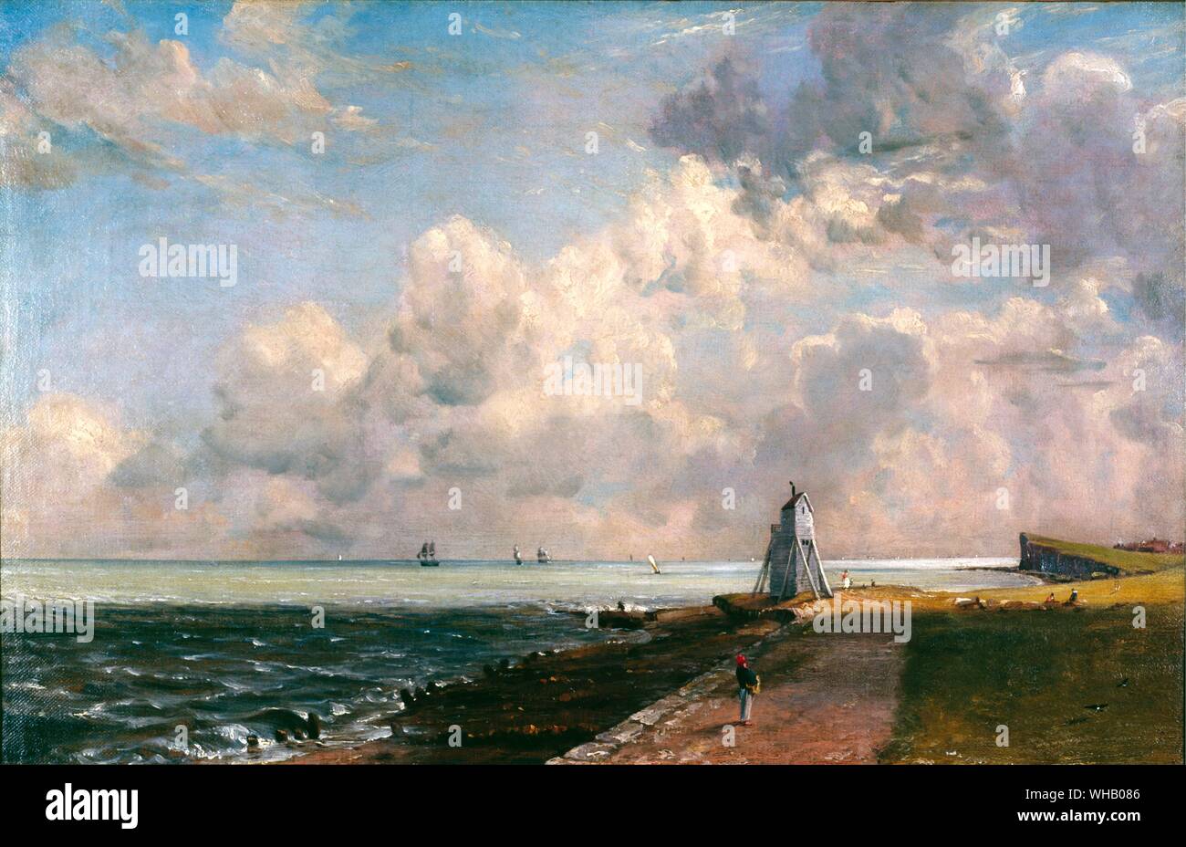 Harwich Meer Leuchtturm. Die niedrige Lightghouse und Beacon Hill-c 1820. von John Constable (morisot). in der Tate Gallery. John Constable (11. Juni 1776 und 31. März 1837) war ein britischer romantische Künstler, in Suffolk geboren.. . Stockfoto
