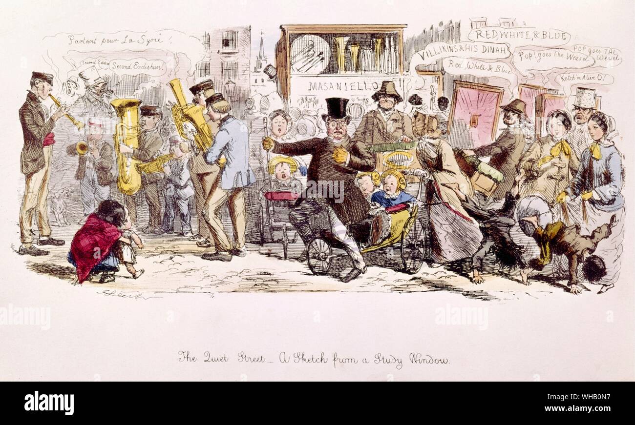 Die ruhige Straße - 1856. von John Leech. Skizze aus einer Studie aus dem Fenster. Stockfoto