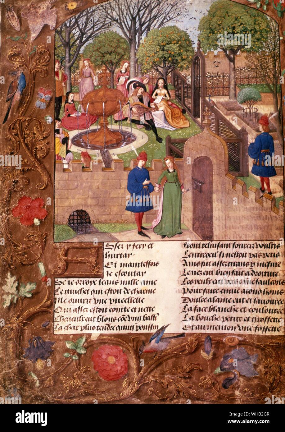 Kunst: Manuskripte Romantik der Rose 15. c. . Die Romantik der Rose, eine lange dreizehnten Jahrhundert französischen Gedicht Stockfoto