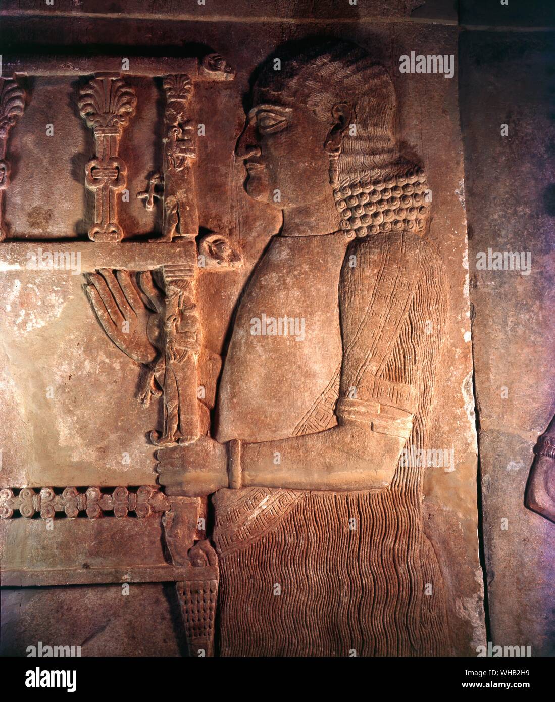 Neo assyrischen Flachrelief - Detail 721-705 BC. Irak Bagdad Museum Stockfoto