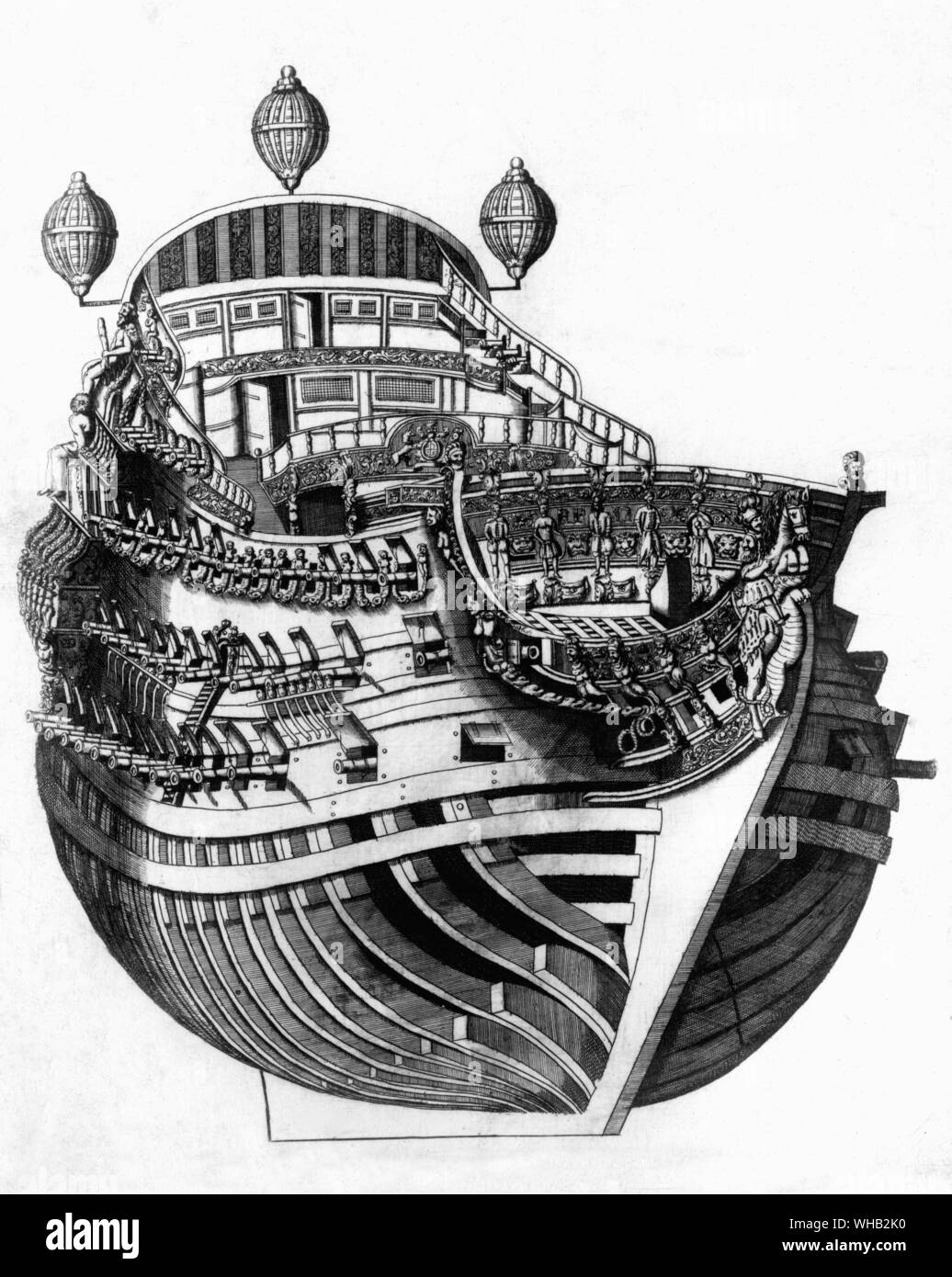 Allgemeines Erscheinungsbild wird aus dem 17. Jahrhundert, zu spät sein. Vielleicht Französisch oder Englisch. Könnte HMS Prince.. Stockfoto
