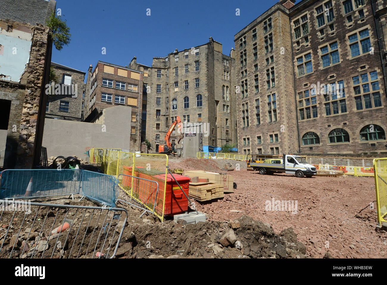 Bauherren weiterhin ihre Arbeit an der neuen exklusiven Jungfrau Hotel in Edinburgh. Stockfoto