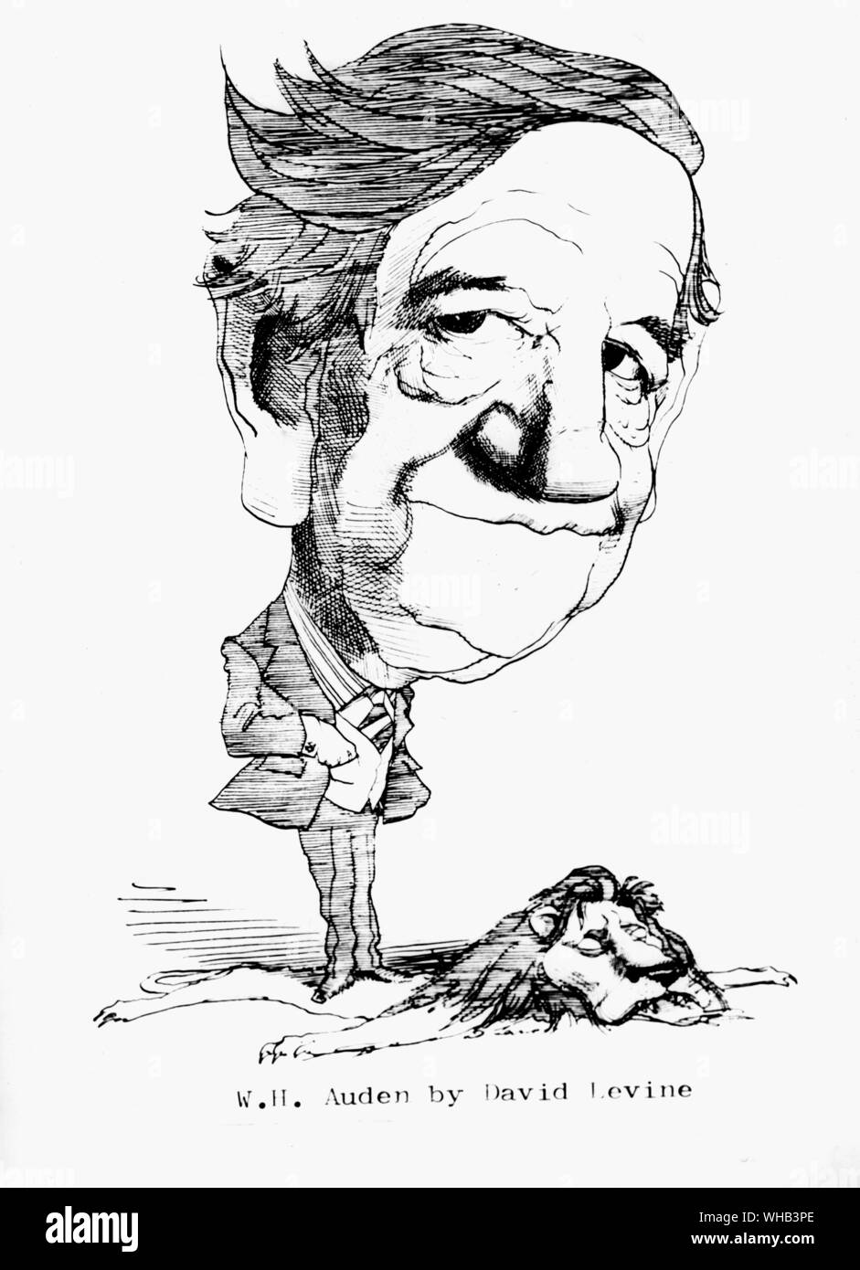 WH Wystan Hugh Auden von David Levine Stockfoto