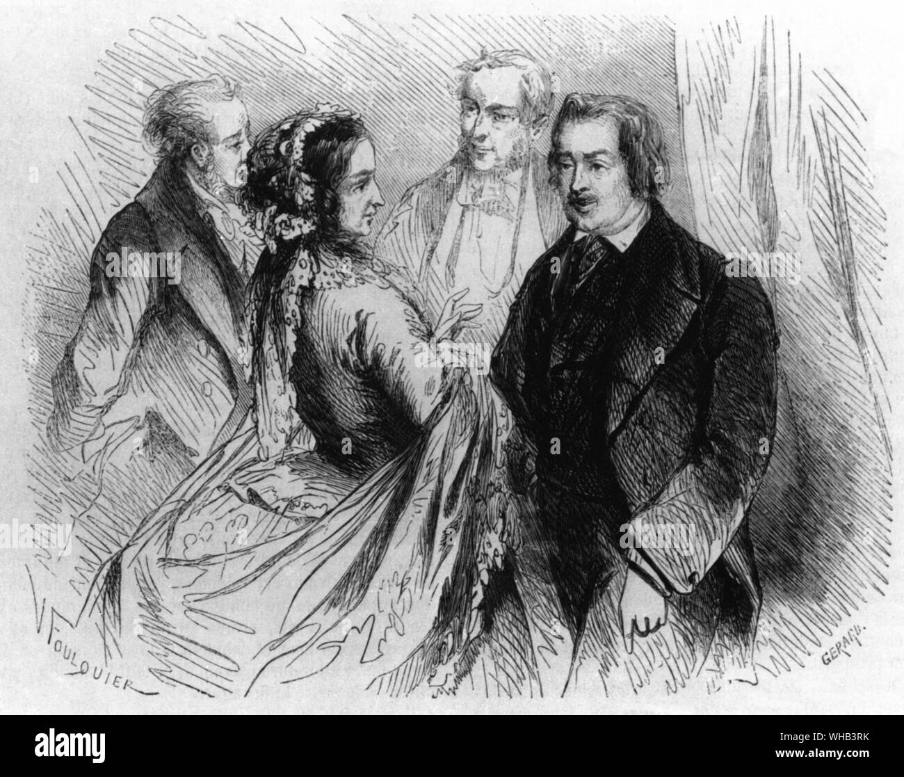Balzac und andere Berühmtheiten einschließlich Herzogin od Abrantes. Zeichnung von Foulquier Stockfoto