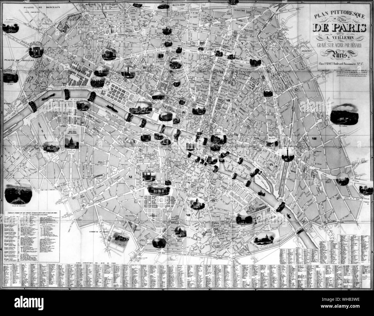 Antenne Plan von Paris die Sehenswürdigkeiten. Stockfoto