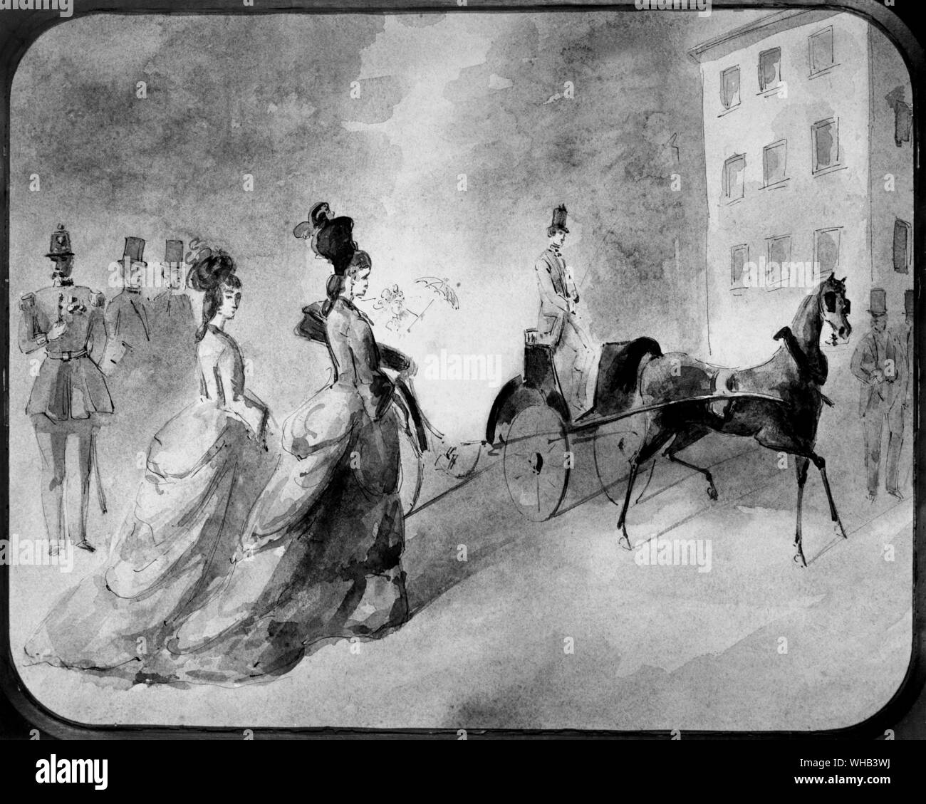 Constantin Guys, (1805 - 1892) Vanity Fair (La Promenade) Aquarell und Federzeichnung. Stockfoto