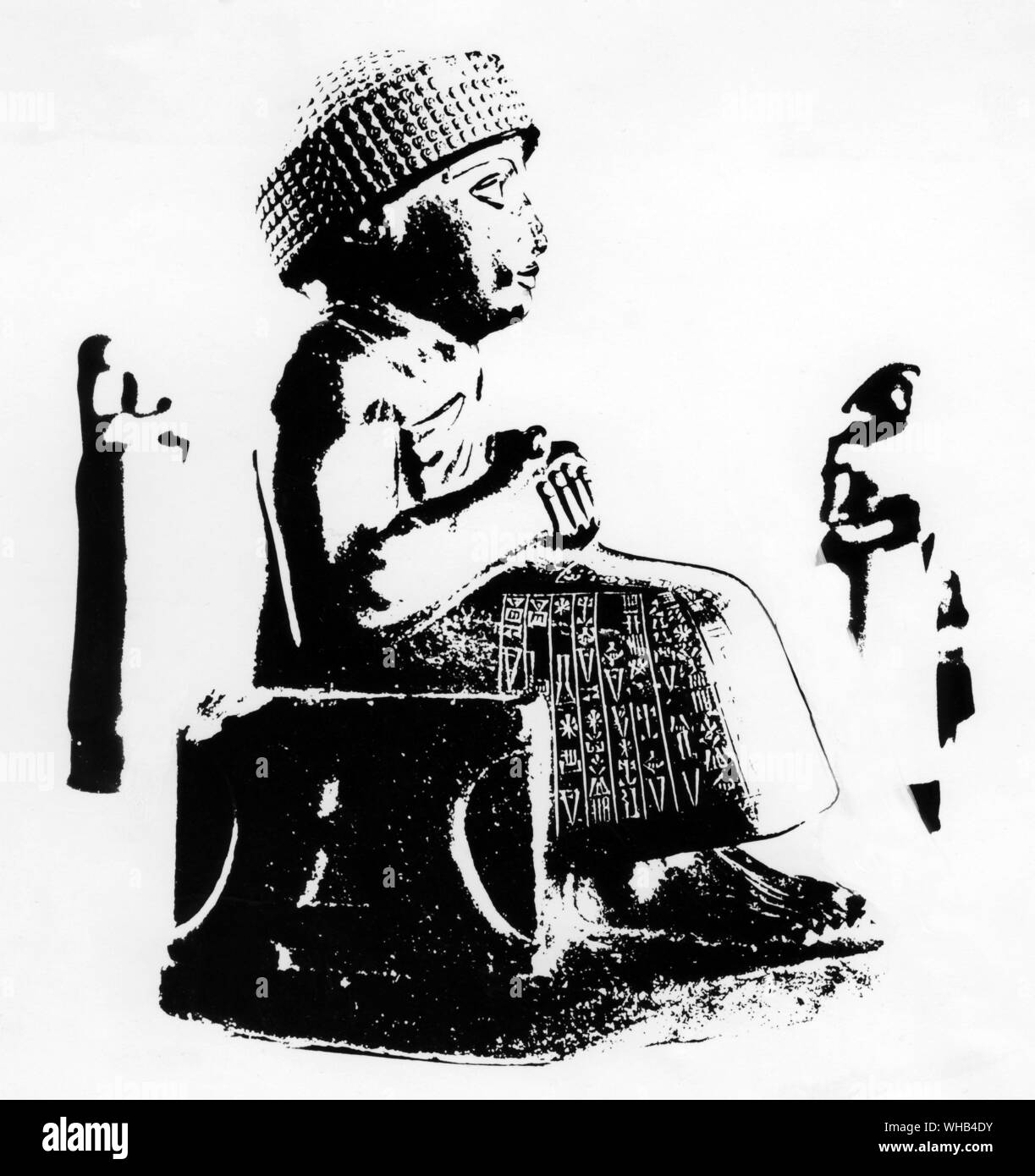 Statue von König von Lagash aus der sumerischen Stadt State-Statue von gudea. Stockfoto