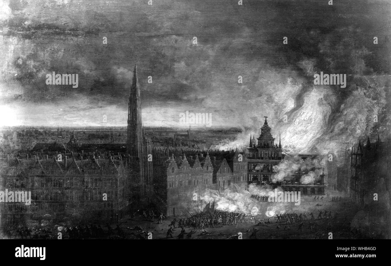Die spanische Fury die Entlassung von Antwerpen durch die Spanier im Jahr 1576 Stockfoto