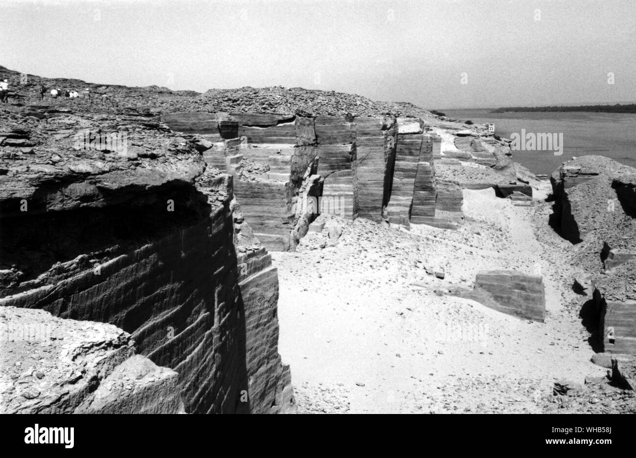 Ein silsila Steinbruch. Wahrscheinlich Gebel el-Silsila oder Gebel Silsileh nördlich von Aswan auf dem Nil, war ein sehr berühmten steinbruch Bereich im alten Ägypten. Stein war wahrscheinlich von hier aus den Tempel von Haremhab zu konstruieren.. . . Stockfoto