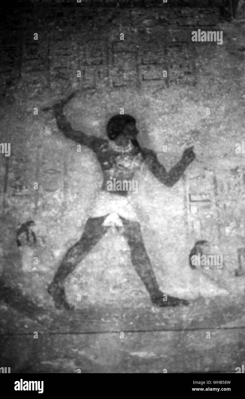 Szene aus dem Grab des Khnum-hotep, Beni Hasan, Reich der Mitte. K die Jagd in den Sümpfen. Dies ist die Begräbnisstätte von einer mächtigen Familie, die während des 11. und 12 Dynastien regiert. Sie schneiden Ihre Grab - Kapellen in die Klippen entlang der östlichen Nilufer. um 1890 v. Chr... . Stockfoto
