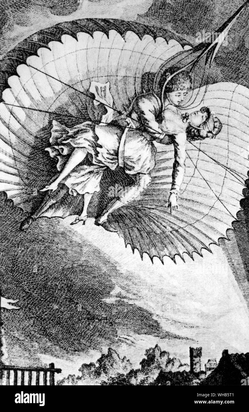 Von la Decouverte Australe par un homme - Volant von Restif de la Bretonne. Kupferstich von Louis Biret Stockfoto