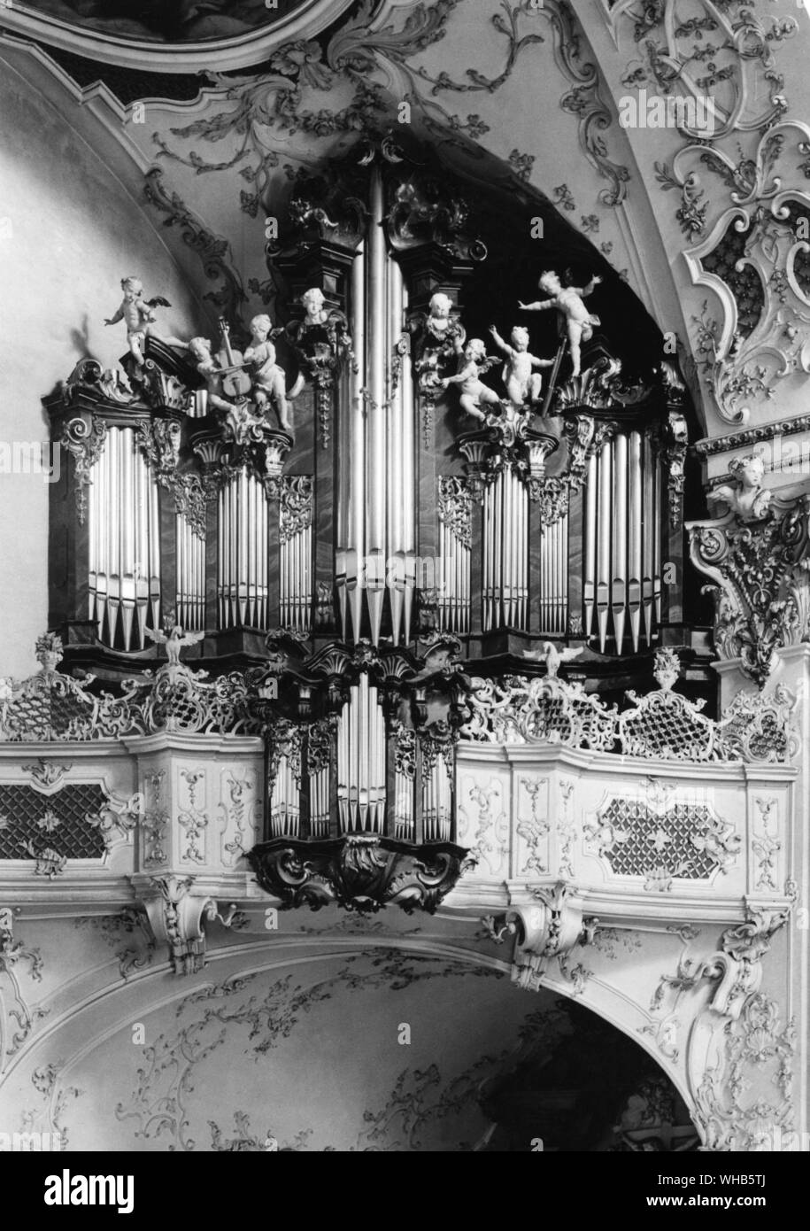 Die Orgelempore in der Kirche von Einsiedeln, Schweiz Stockfoto