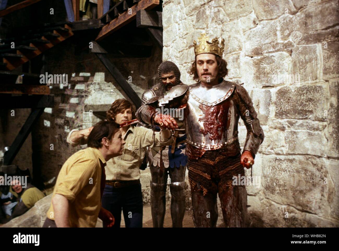 Die Tragödie des Macbeth Film: von Roman Polanski 1971 geleitet. Stellen Sie während der Dreharbeiten zu dem Film. Stockfoto
