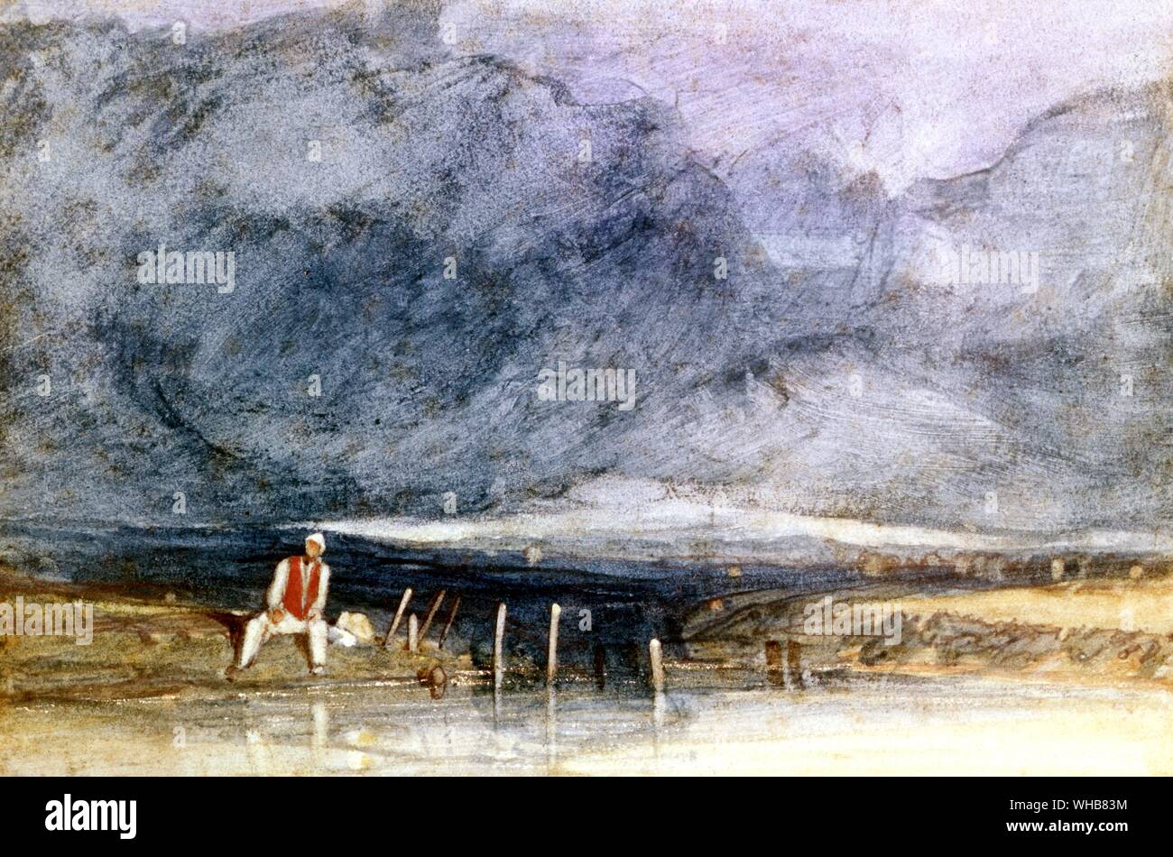 Landschaft in Blau: Aquarell von John Sell Cotman Stockfoto