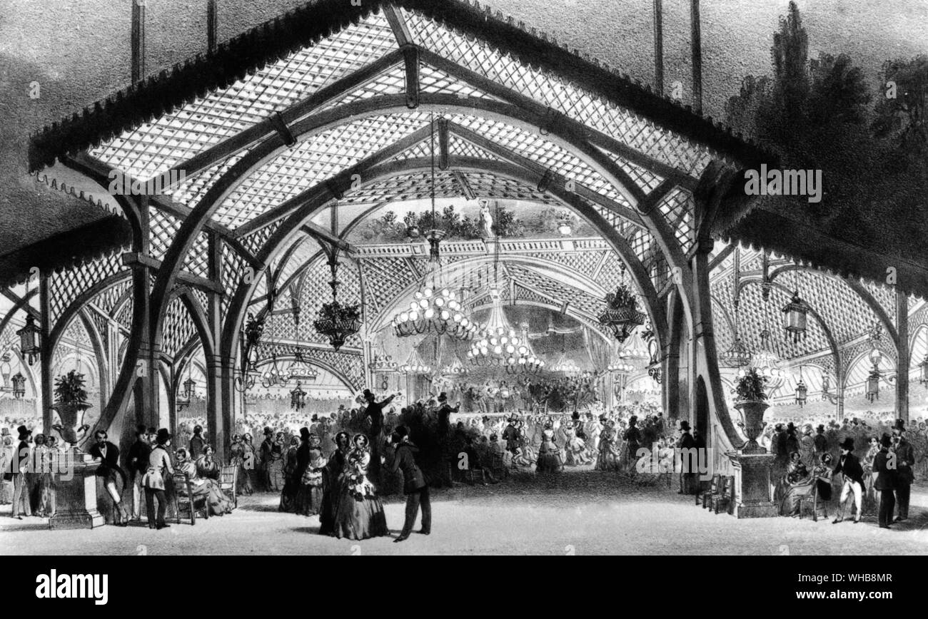 Das tägliche Leben - Salle de Bal des Folies Asniere-sous le Second Empire. Festsaal der Folie Asnieres während des Zweiten Kaiserreichs. Stockfoto