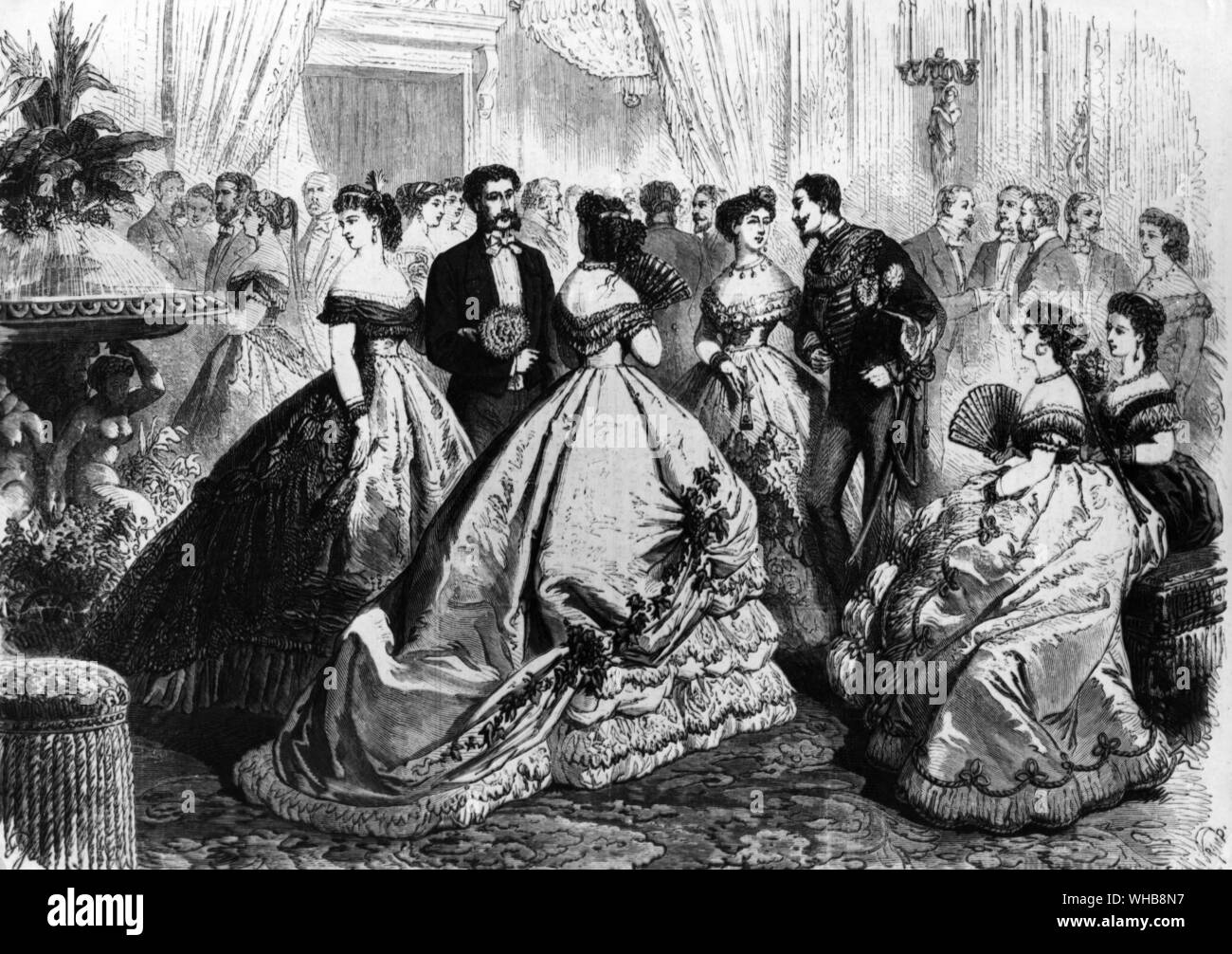 Das tägliche Leben - Un Salon de Paris - le Second Empire 1866. Ein stilvoller Salon in Paris während der Zeit des Zweiten Kaiserreichs. Stockfoto