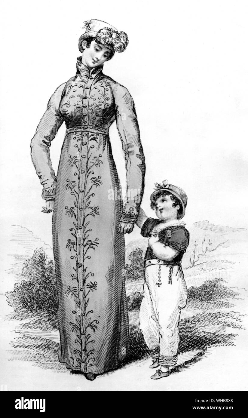 Morgen Kleid, graviert für Nr. 38 neue Serie von La Belle Assemblee 1. Dezember 1812 - Sammlung D.Langley-Moore, London.. Stockfoto