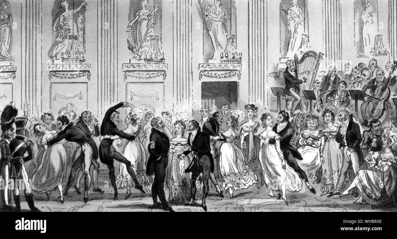 Der Cyprian Kugel an der Argyle Zimmer, Regent Street, von Der Englische Spion, 1826, Bd. 2, Opp. S. 48, von Robert Cruikshank - aquatinta im British Museum, London (Lesesaal) (J.R. Freeman). Stockfoto