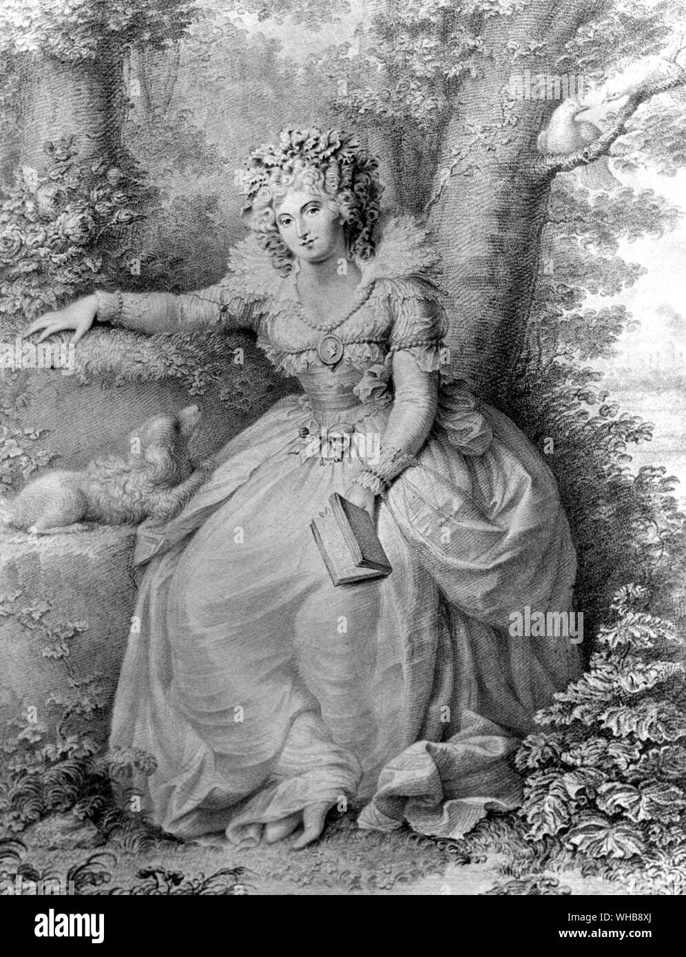 Frau Fitzherbert, graviert und von Jean Conde (1725-94), 1792 (Walze Gravur) von Richard Cosway veröffentlicht - heimlich der Prinz von Wales, später George IV - Gravur im British Museum, London (Print) (J. verheiratet R. Freeman). Stockfoto