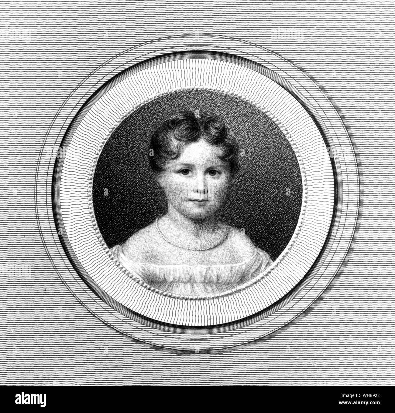 Miss Augusta Ada Byron, 1828, von Edward Scriven nach L. Ferriere Lithographie im British Museum, London (Print) (J.R. Freeman). Augusta Ada King, Gräfin von Lovelace (Dezember 10, 1815 - November 27, 1852), geborene Augusta Ada Byron, ist vor allem für eine Beschreibung von Charles Babbage's frühe Mechanische allgemeine Computer geschrieben bekannt, die Analytical Engine.. Stockfoto