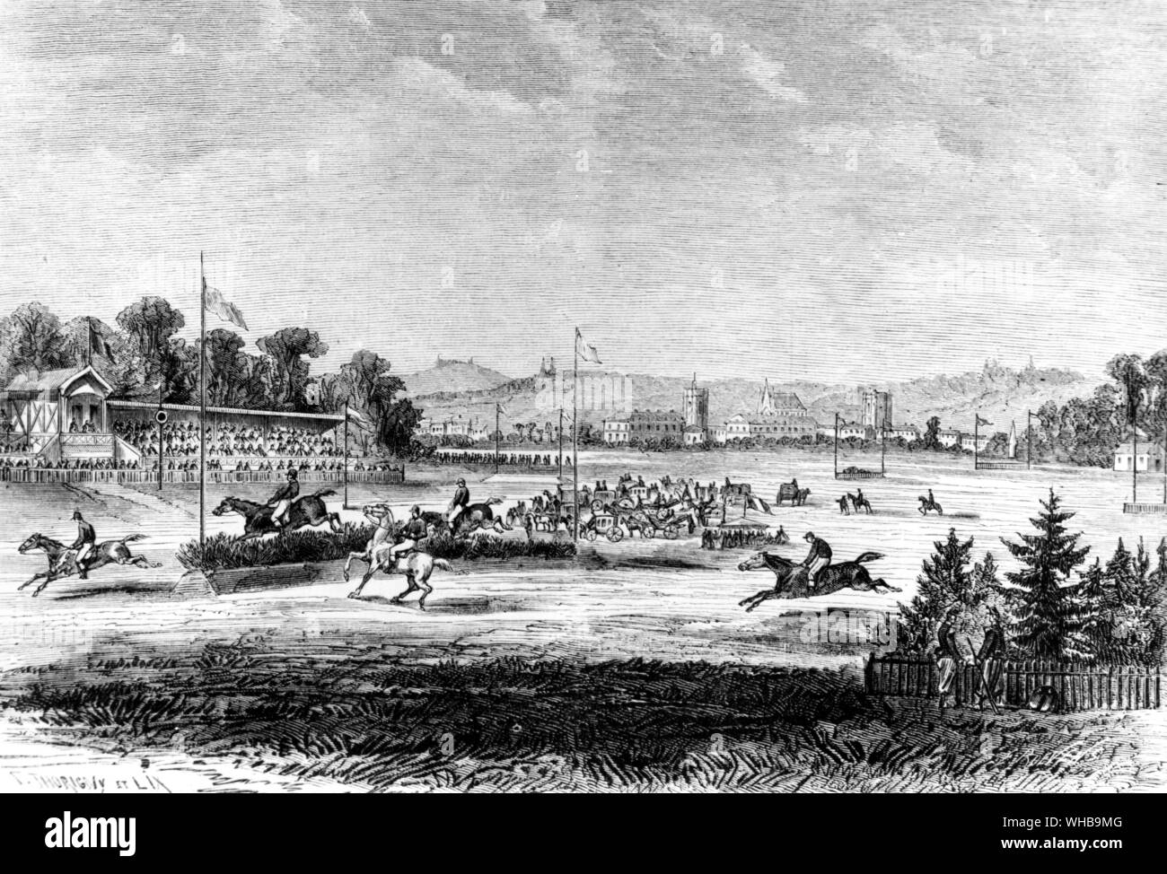 Steeplechase Kurs an die (neuen) Hippodrome de Vincennes, Paris, Frankreich. 6. April 1863 Stockfoto