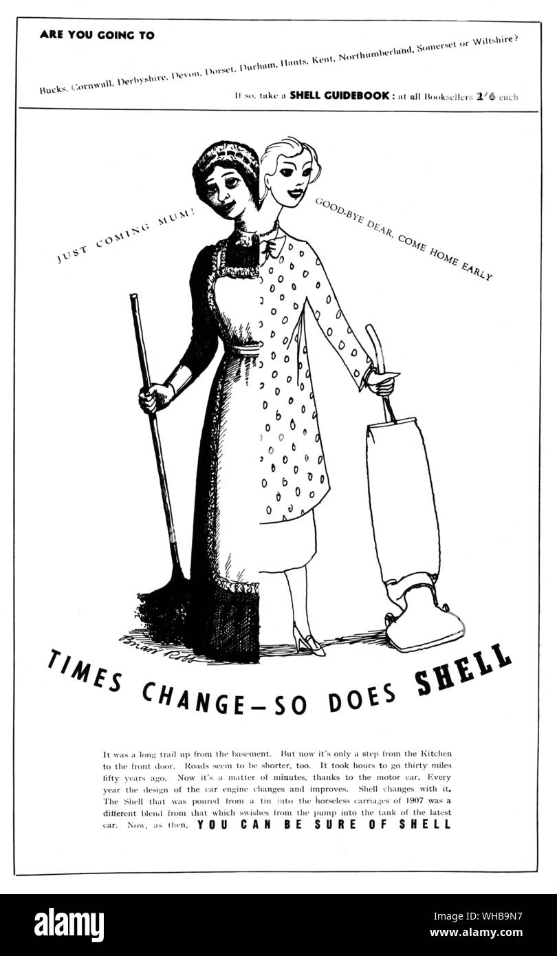 Cartoon - Anzeige für Shell Ratgeber - Sie können sich sicher von Shell. Stockfoto