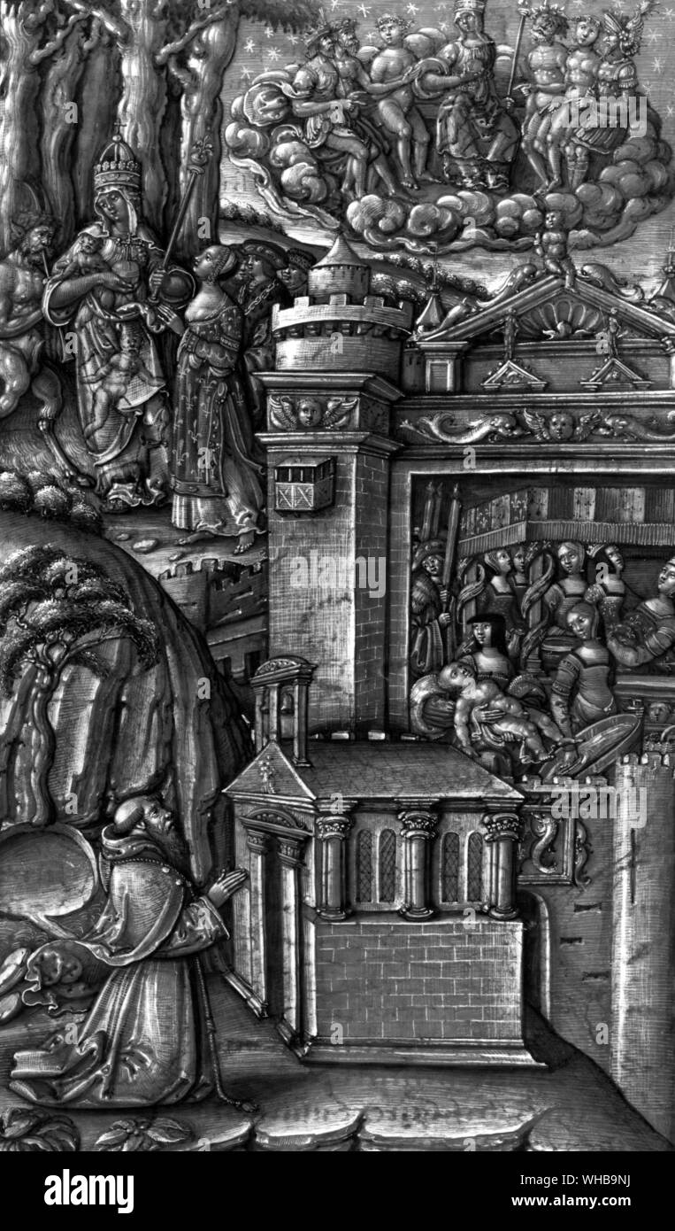 Die Geburt des Dauphin Francois in Amboise am 28. Februar aus dem 16. Jahrhundert Miniatur. 1518 Stockfoto