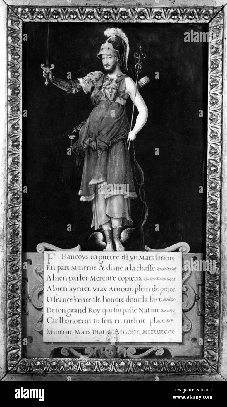 Manierismus in seiner absurden: Francois im Krieg ist eine wütende Mars, in Ruhe eine Minerva und Diana bei der Jagd c 1545 Stockfoto