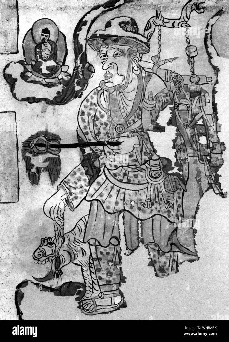 Das hsuan-tsang, von einem Gemälde fouund in den Höhlen der Tausend Buddhas Stockfoto