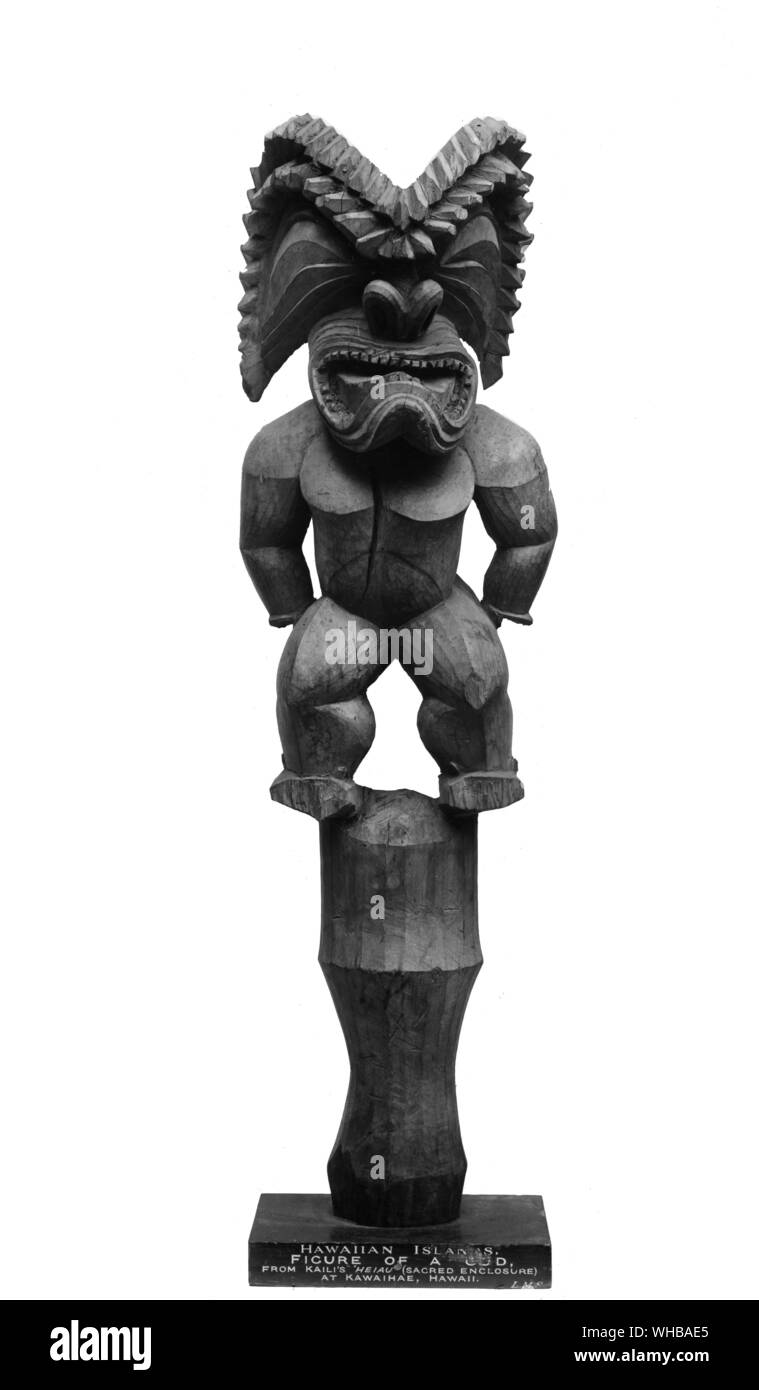 Tiki Gott aus Hawaii: Von Kaili die Heiau (Heilige Gehäuse) in Kawaihae, Hawaii, USA Stockfoto