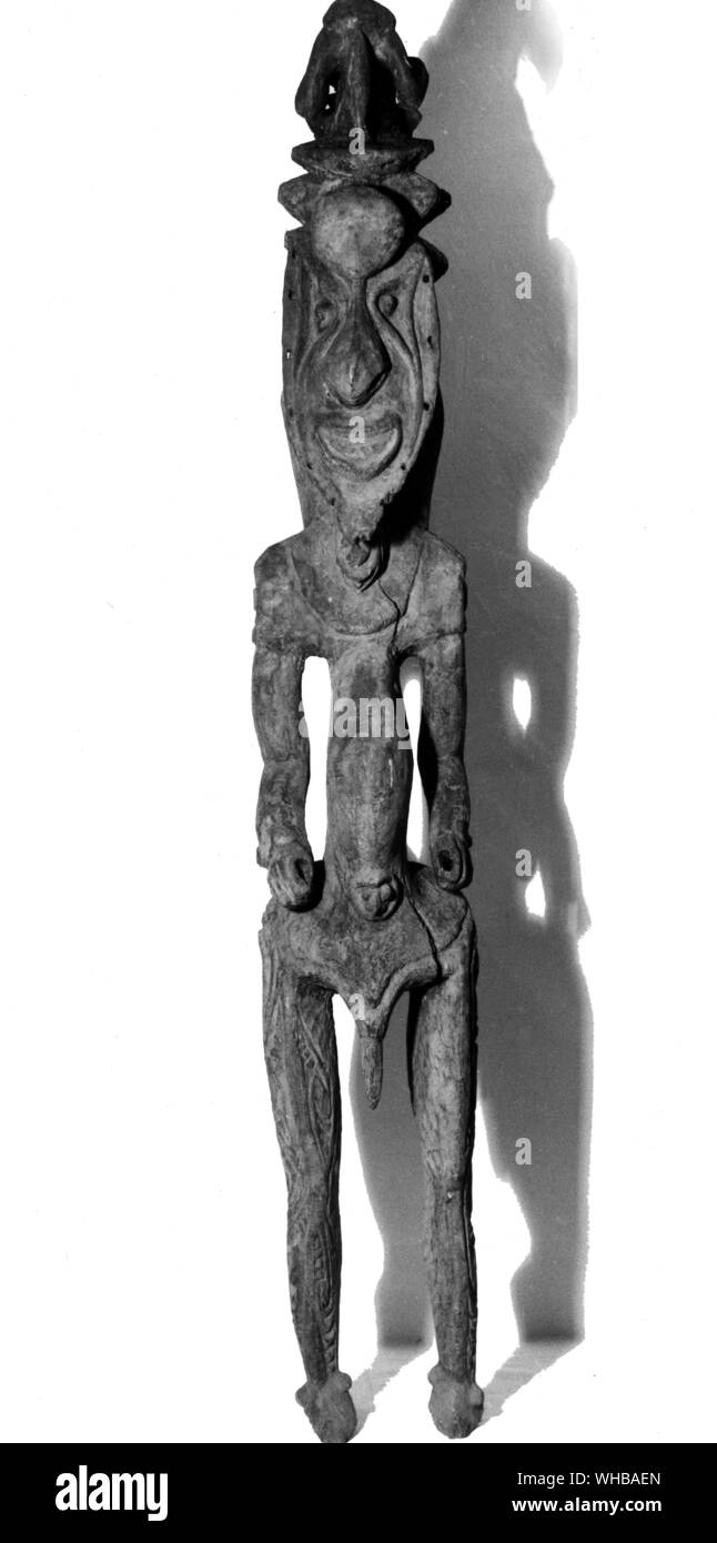Abbildung des Clan Geist, Yuat Fluss, mittleren Sepik im 19. Jahrhundert vom Museum fur Volkerkunde und Schweizerisches Museum, Basel, Schweiz Stockfoto