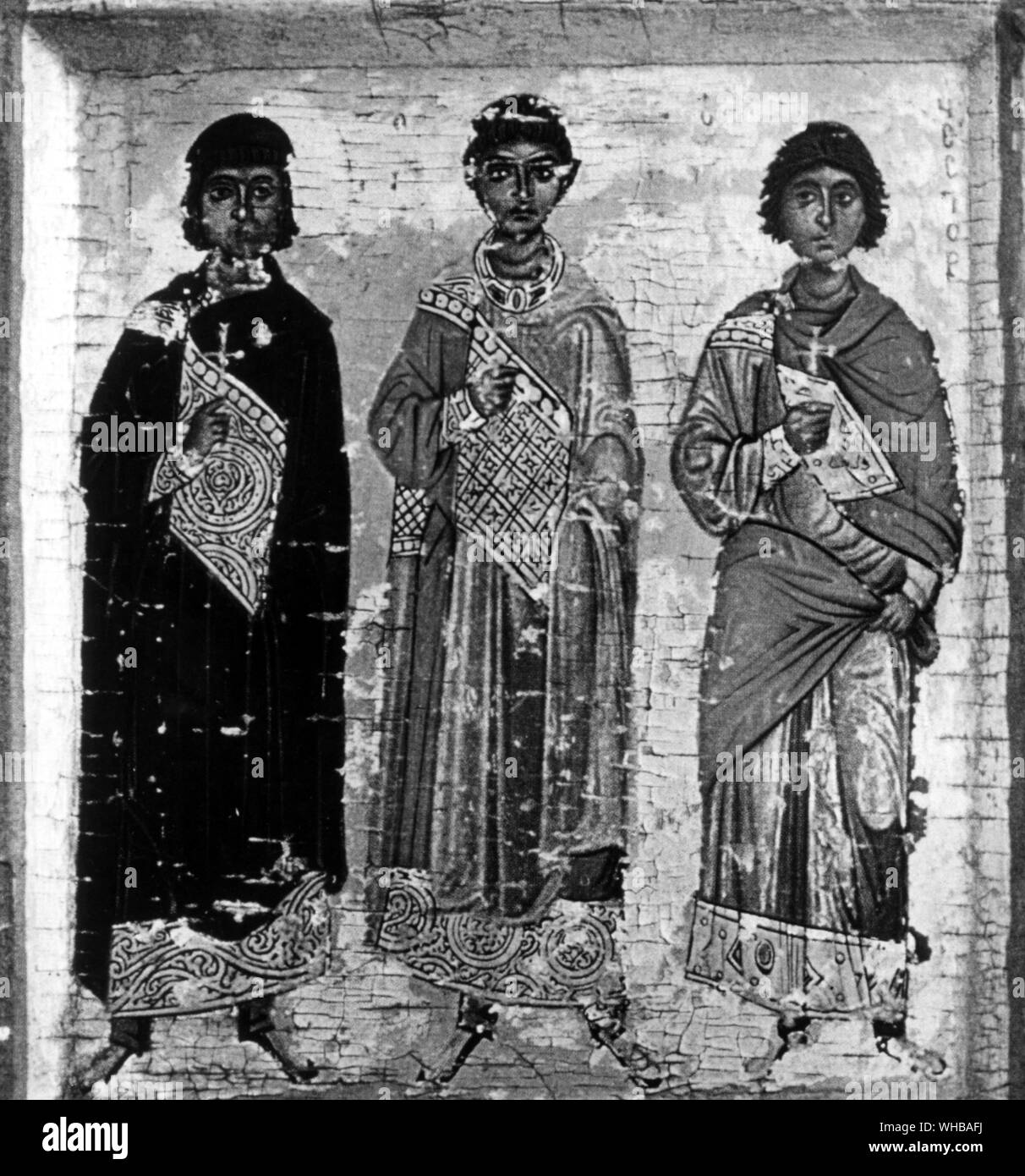 Heiligen Procopios, Demetrios und Nestor - 11. Jahrhundert. Das Katharinenkloster, Mosesberg Stockfoto