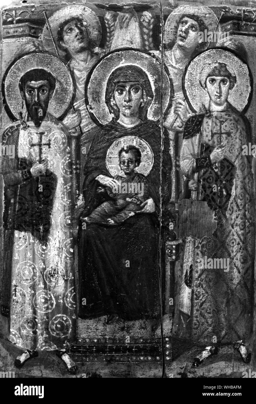 Die Jungfrau und Kind zwischen zwei Erzengel, 7. Das Katharinenkloster, Sinai, Ägypten Stockfoto