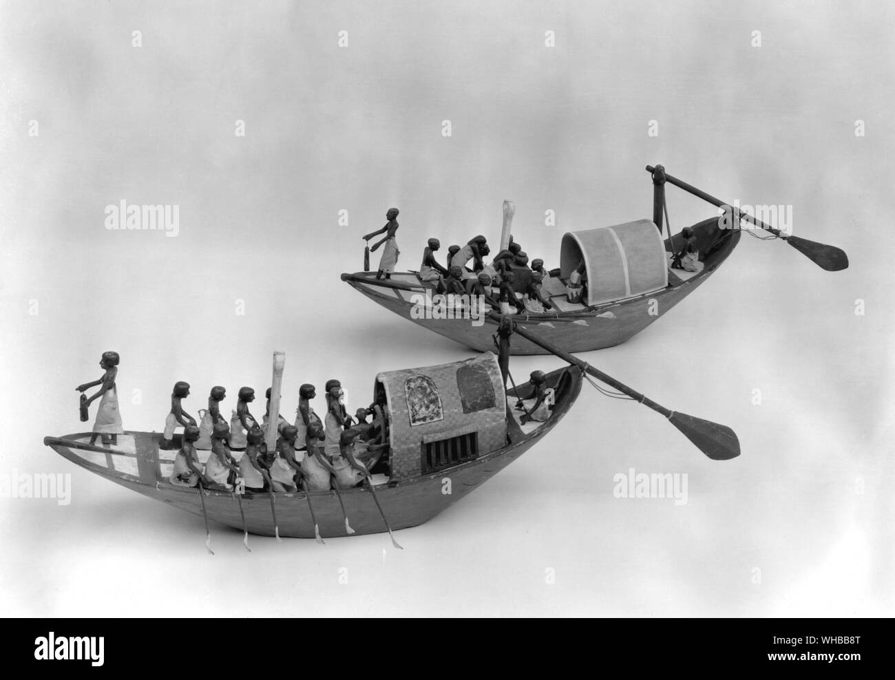 Ägyptischen Grabkunst Modelle, Dynastie XI, Theben: Reisen Boot und seine Küche zart, Holz 2000 v. Chr. Stockfoto