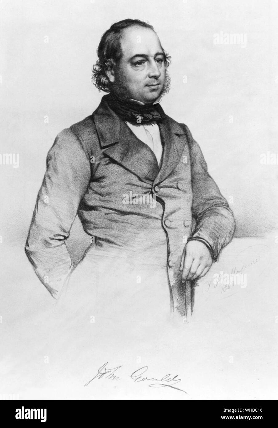 John Gould (14. September 1804 - vom 3. Februar 1881) war ein englischer Ornithologen. Die Gould Liga in Australien wurde nach ihm benannt. Seine Identifizierung von Charles Darwins Finken war entscheidend für die Entwicklung der Theorie von der Entstehung der Arten. Stockfoto