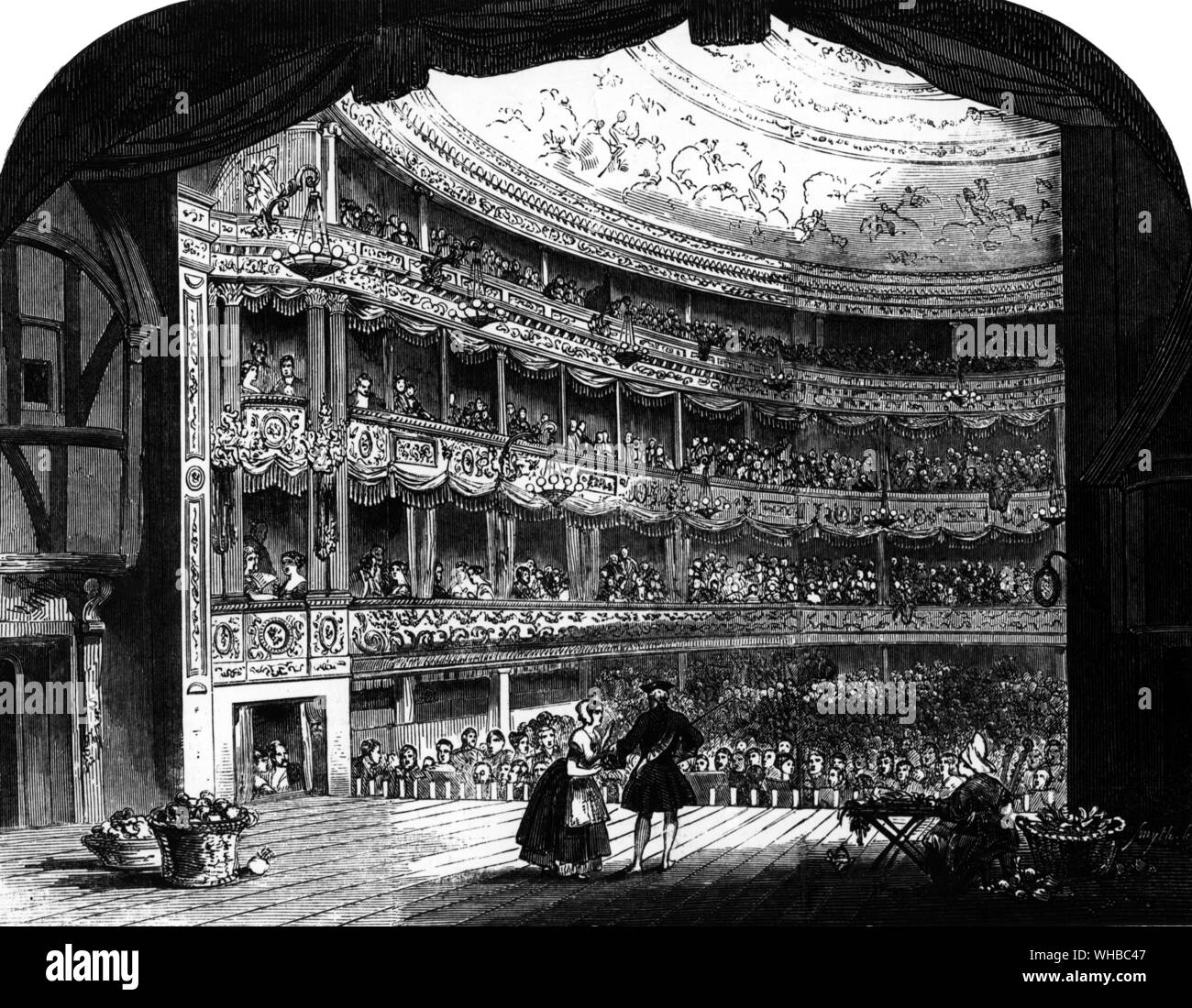 Innenraum der Lyceum Theater von der Bühne aus Illustrated London News 1847 getroffen Stockfoto