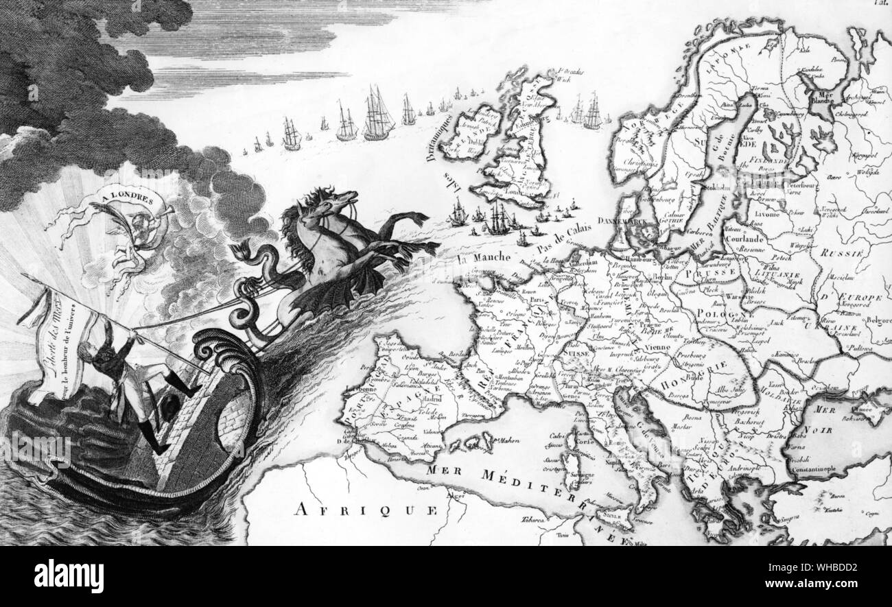 Eine französische Karikatur zeigt Napoleon's Pläne für die Invasion von England Stockfoto