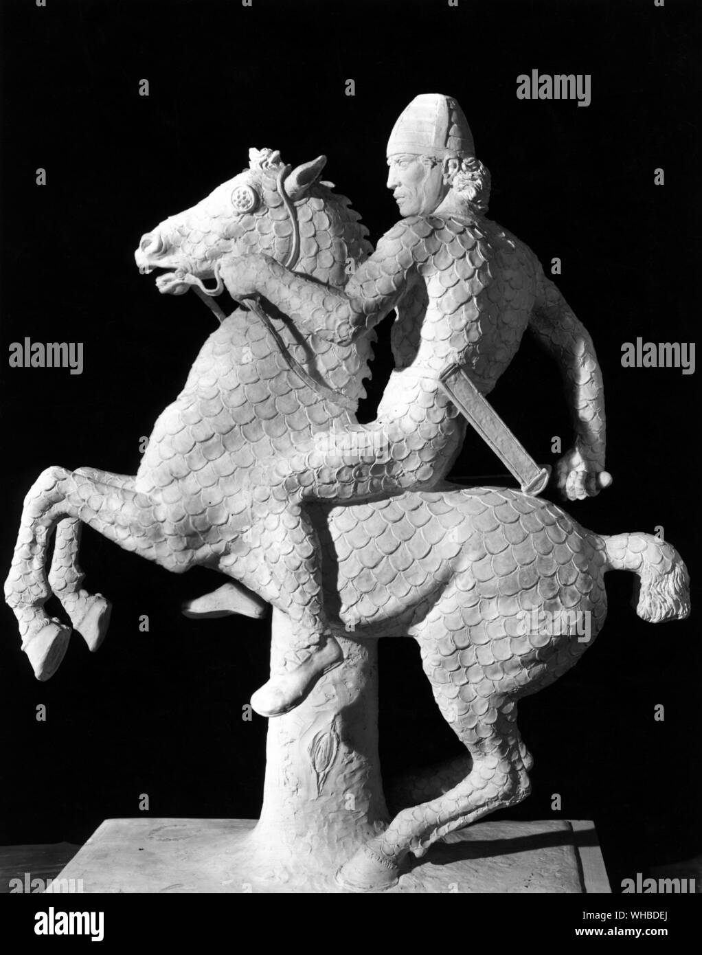 Mostra Augustea - Cavaliere catafrattario: Montierte römischen Soldaten in Rüstung Stockfoto