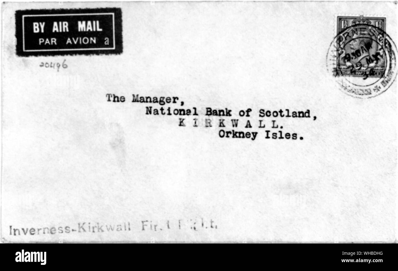 Bruce Castle Museum - Vereinigtes Königreich Air Mail 1911 und 1934 - eine von drei adressierte Umschläge. Stockfoto