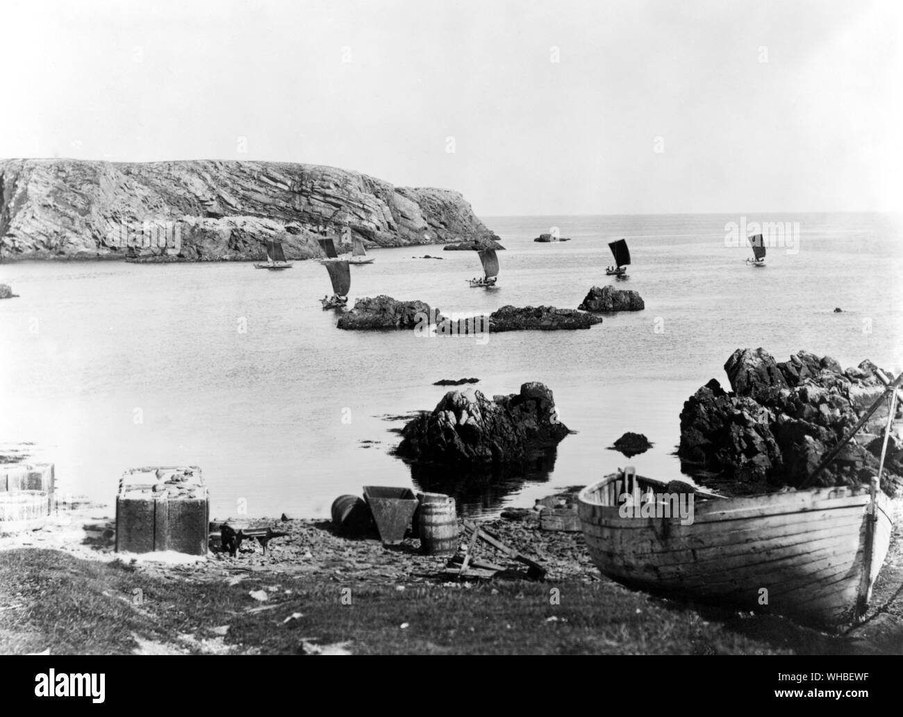 Fair Isle skiffs - Meoness 1897. Stockfoto