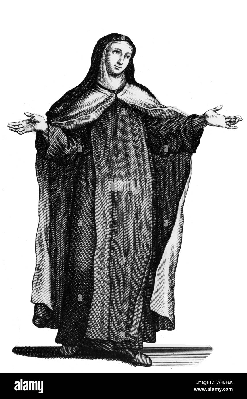 Eine Nonne der Unbeschuhten Karmeliten, die von der hl. Teresa von Avila reformierten Stockfoto